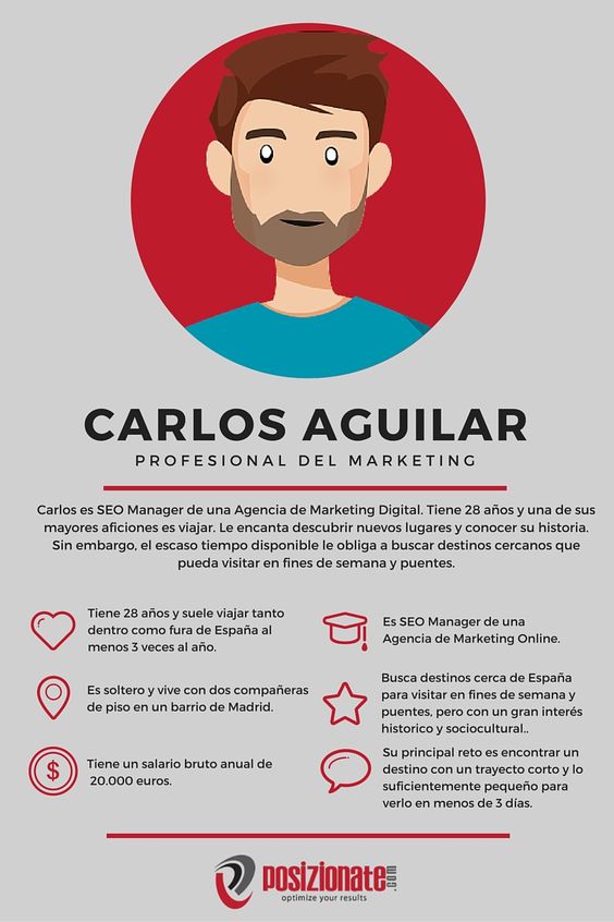 Foto de ejemplo de buyer persona. El nombre del buyer persona es Carlos y es un profesional del marketing.